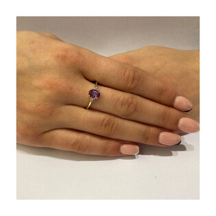 Pierścionek granat 0,87ct+bryl 0,06ct KU 400492 GA owal próba 585