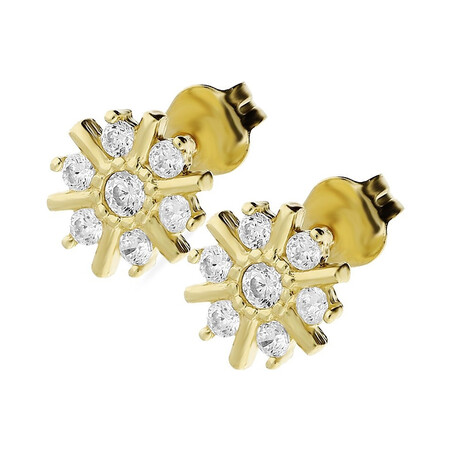 Kwiatek złoty kwiatek z cyrkoniami/sztyft AR ALE1704-FCZ próba 375