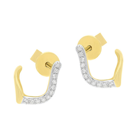 Kolczyki złote hak z brylantami/sztyft AW 72816 Y hak próba 585