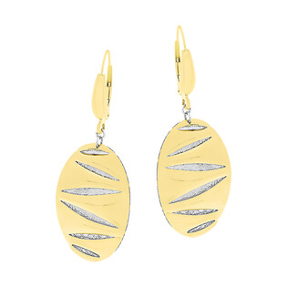 Kolczyki złote owal blask z grawerowanymi zygzakami/big.zam. FL-014 próba 585