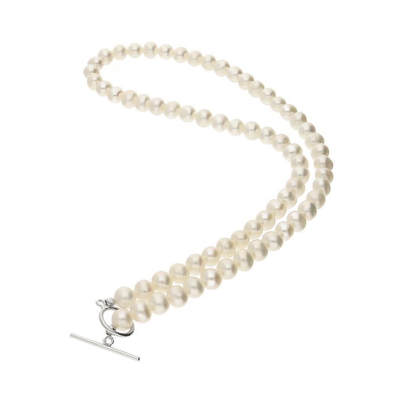 Naszyjnik z pereł naturalnych/zap.togg. A6 07476365-00 próba 925