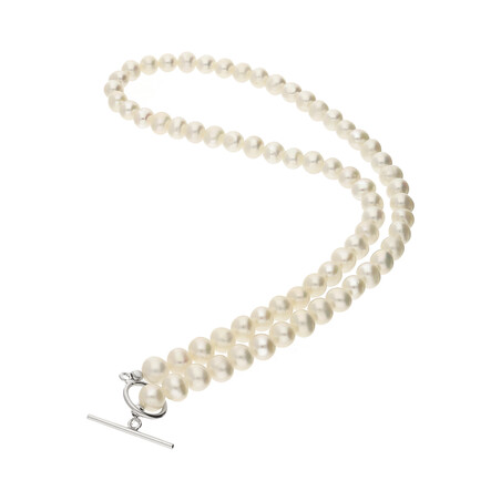 Naszyjnik z białych pereł naturalnych 7 mm/zap.togg. A6 07476365-00 próba 925