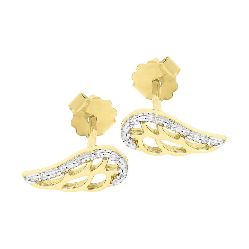 Kolczyki 0,06ct skrzydła/sztyft BE CK-01 skrzydła próba 585