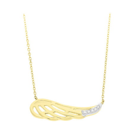 Naszyjnik złoty skrzydło z diamentami/rolo AW 79528-08856 YW skrzydło próba 585