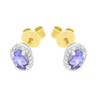Kolczyki złote z tanzanitem i diamentami/sztyft AW 36960 YW-TA owal Markiza próba 585 Kolczyki złote z tanzanitem i diamentami/sztyft AW 36960 YW-TA owal Markiza próba 585