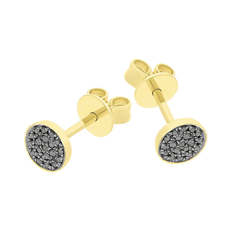 Kolczyki złote kółko z czarnymi diamentami/sztyft AW 66697 Y-05793 Y-BL próba 585