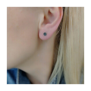 Kolczyki złote kółko z czarnymi diamentami/sztyft AW 66697 Y-05793 Y-BL próba 585