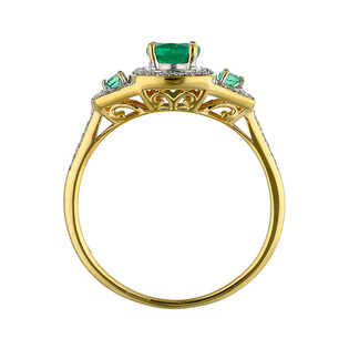 Pierścionek zaręczynowy ze szmaragdem i diamentami LC RR46049 Y- EM próba 585