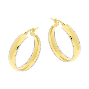 Kolczyki złote kółka szerokie z grawerowanymi bokami/ang,zap.  FL-022 próba 585