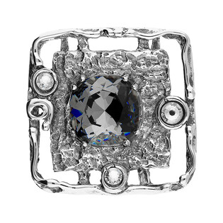 Zawieszka srebrna kwadrat z szarym kryształem Swarovski KP 01918 Silver Night próba 925