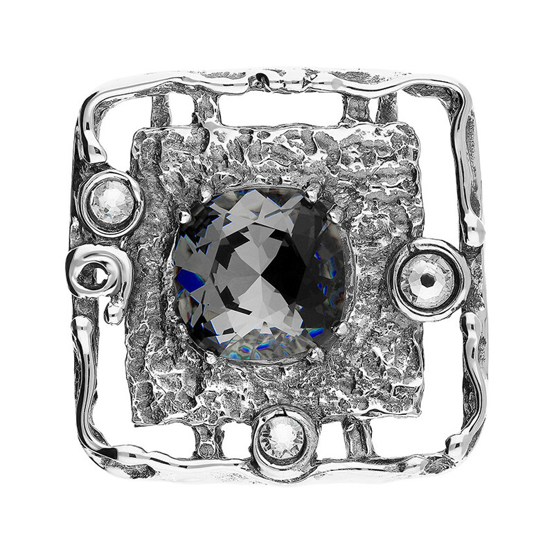 Zawieszka srebrna kwadrat z szarym kryształem Swarovski KP 01918 Silver Night próba 925