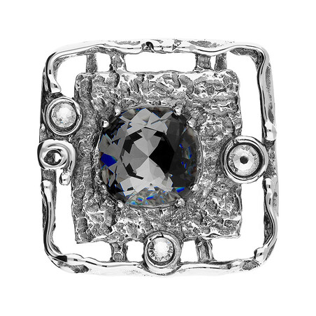 Zawieszka srebrna kwadrat z szarym kryształem Swarovski KP 01918 Silver Night próba 925