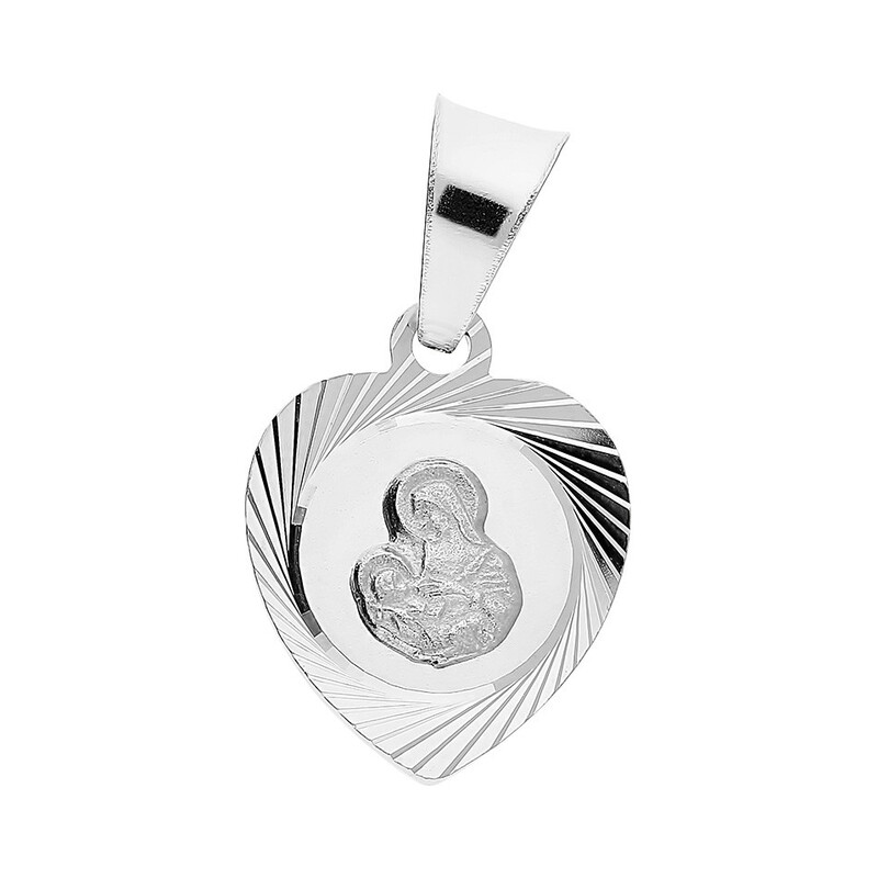 Medalik srebrny Matka Boska karmiąca w sercu MV GMD083 próba 925