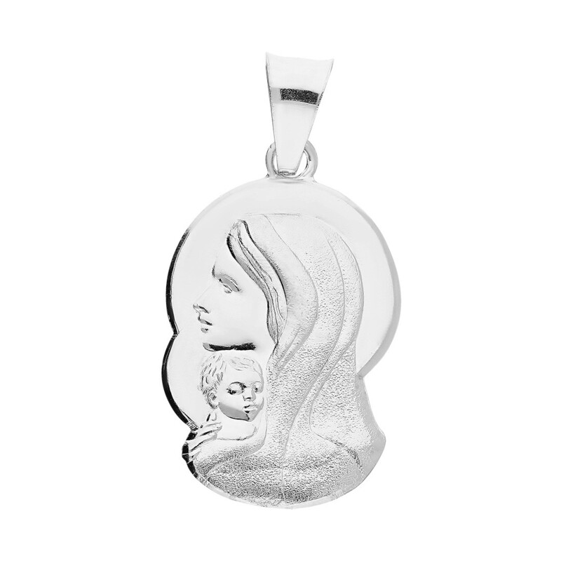 Medalik srebrny Główka Matki Boskiej z Dzieciątkiem MV M193 próba 925