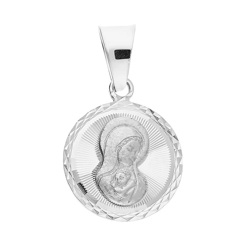 Medalik srebrny Matka Boska z Dzieciątkiem w kółku MV MD494 próba 925