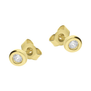 Kolczyki złote z cyrkonią w okrągłej oprawie 3 mm/sztyft NB 20333 próba 375
