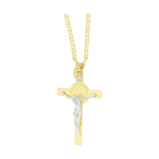 Złoty krzyżyk św. Benedykta z dopasowanym łańcuszkiem M2 H-010+RBPDECO 065 próba 585