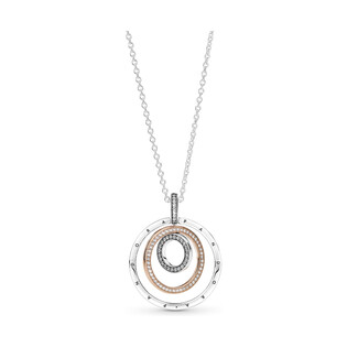 Dwutonowy naszyjnik Pandora z kręgami PE 389483C01