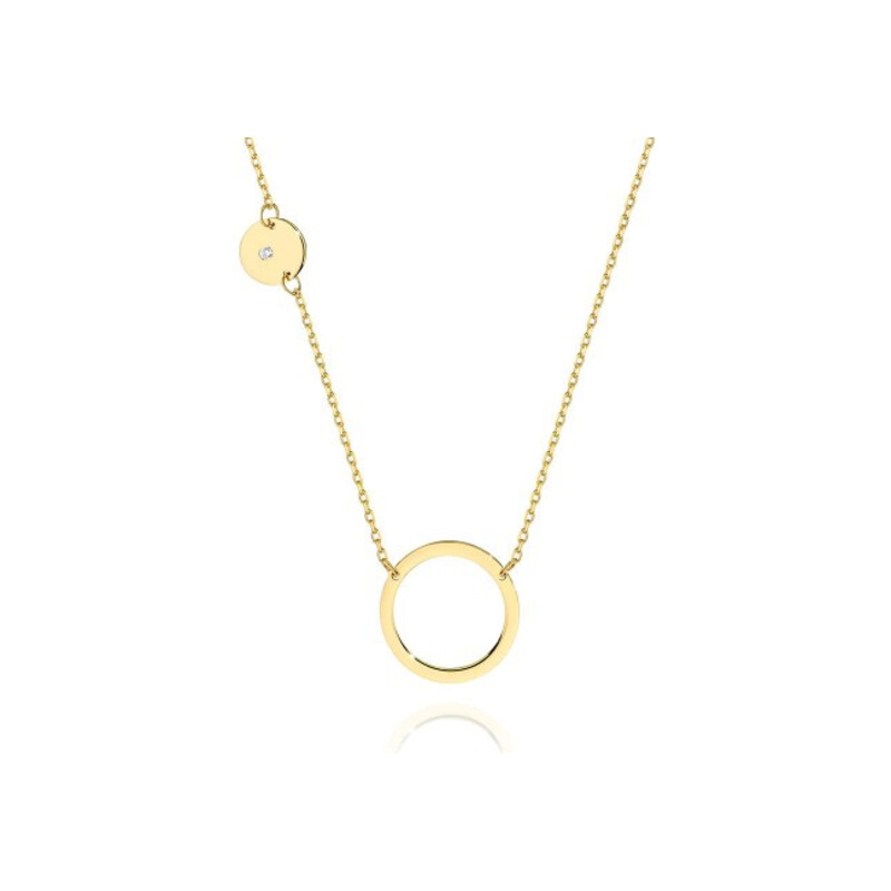 Naszyjnik złoty kółko pełne z diamentem i puste kółko/anker BE C-40 próba 585