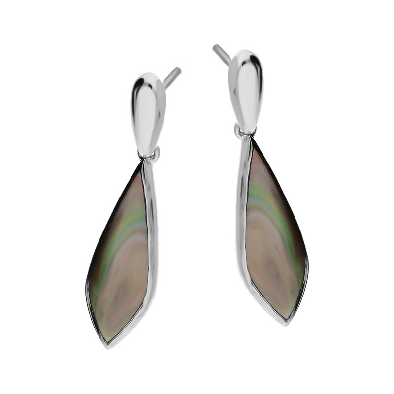 Kolczyki łezka z zieloną masą perłową NJ 0005 próba 925