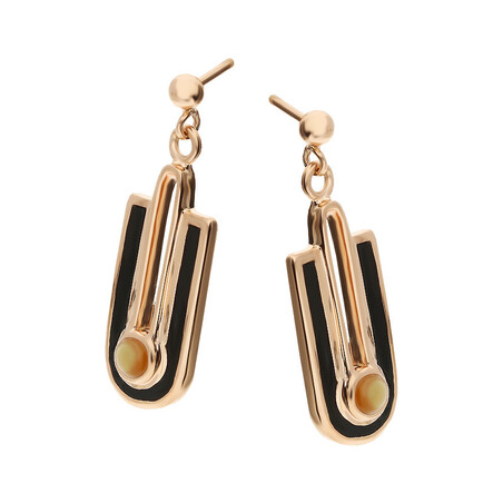 Kolczyki srebrne rose z opalem jubilerskim i czarną emalią/sztyft NJ13 2620210.2 próba 925