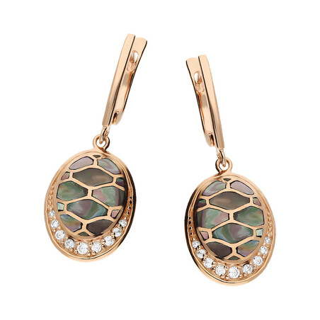 Kolczyki owal z masą perłową i cyrkoniami NJ21 2610396 próba 925