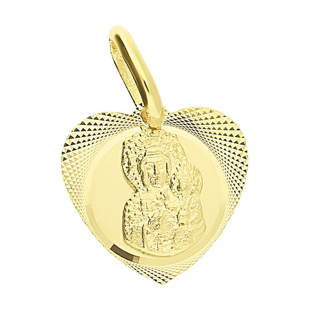 Medalik złoty Częstochowska w grawerowanym sercu DJ M-0831 próba 585