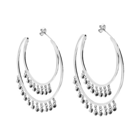 Kolczyki srebrne półkółka z wiszącymi cyrkoniami JA476R próba 925