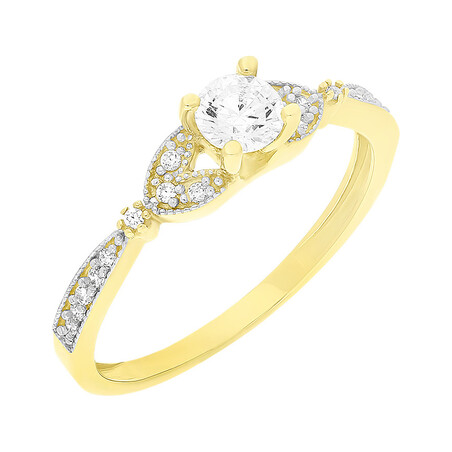 Pierścionek z cyrkonią i mniejszymi cyrkoniami w szynie NB 501635 próba 585