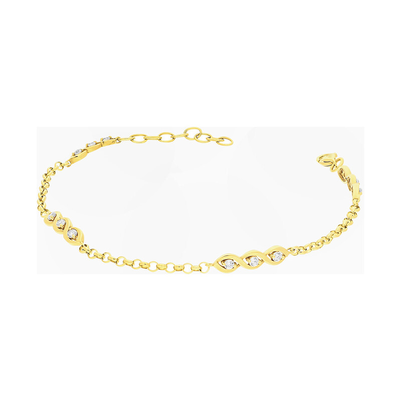 Bransoleta złota cyrkonie w łezce  x12/rolo PX 723 próba 585