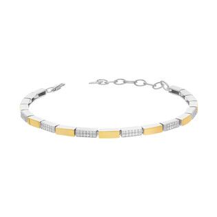 Bransoleta srebrna Line prostokąty z cyrkoniami i złotymi blaszkami PX 874_AU375 blaszka gold