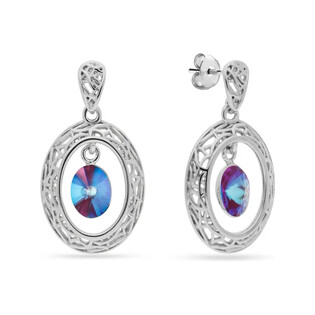 Kolczyki srebrne SPARK z kryształami Swarovskiego Ajour Oval CQ KWA41228BUD próba 925