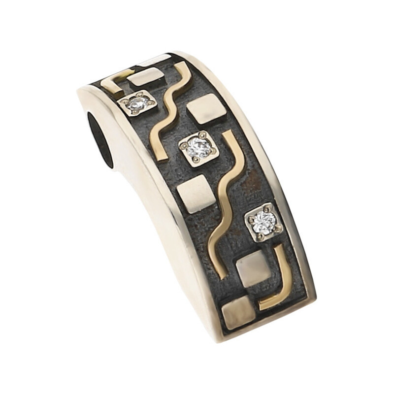 Zawieszka srebrna szachownica z cyrkoniami M2 GOLD SETING próba 925