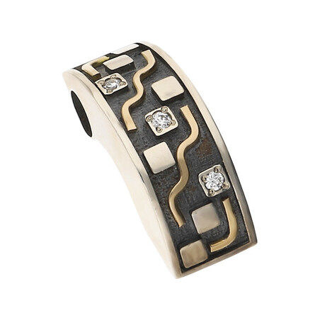 Zawieszka srebrna szachownica z cyrkoniami M2 GOLD SETING próba 925