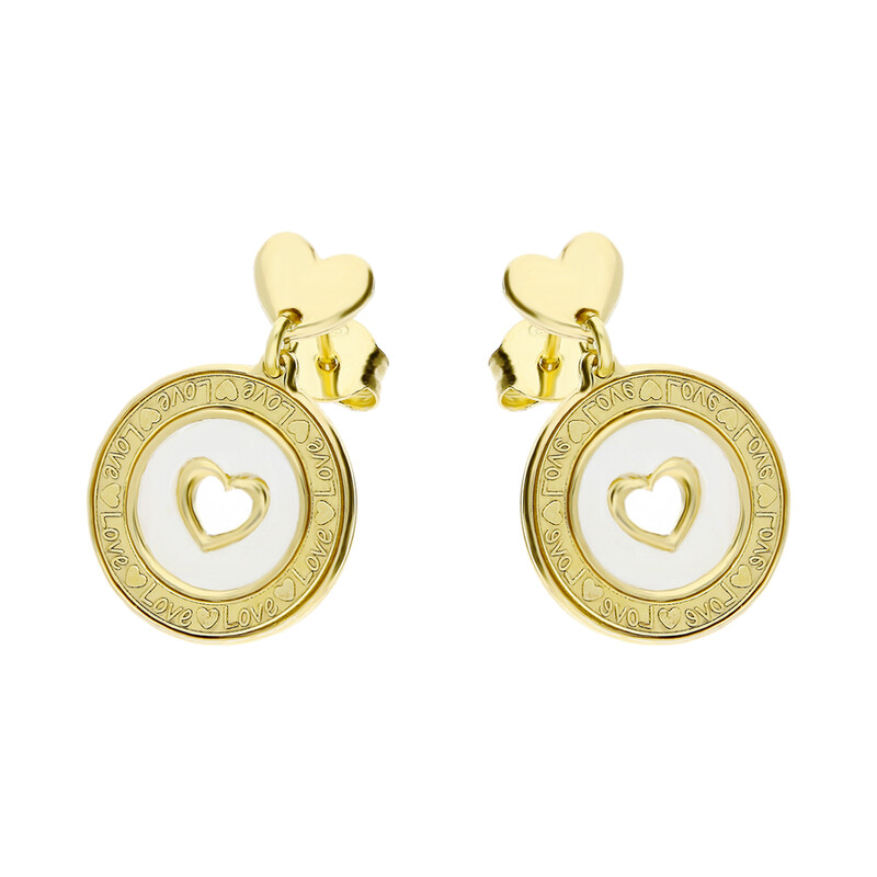 Kolczyki m.perłowa b. koło+serce+LOVE TA ORT7428 GOLD próba 925