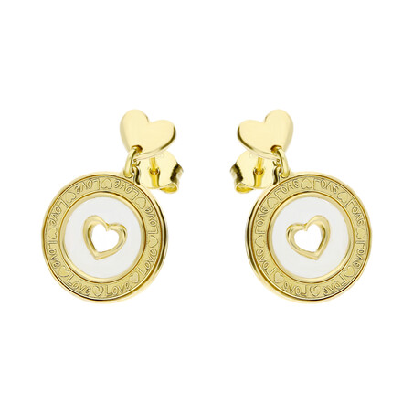 Kolczyki m.perłowa b. koło+serce+LOVE TA ORT7428 GOLD próba 925