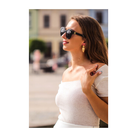 Kolczyki pozłacane satynowy trójkąt, kwadrat i koło PW361 GOLD próba 925