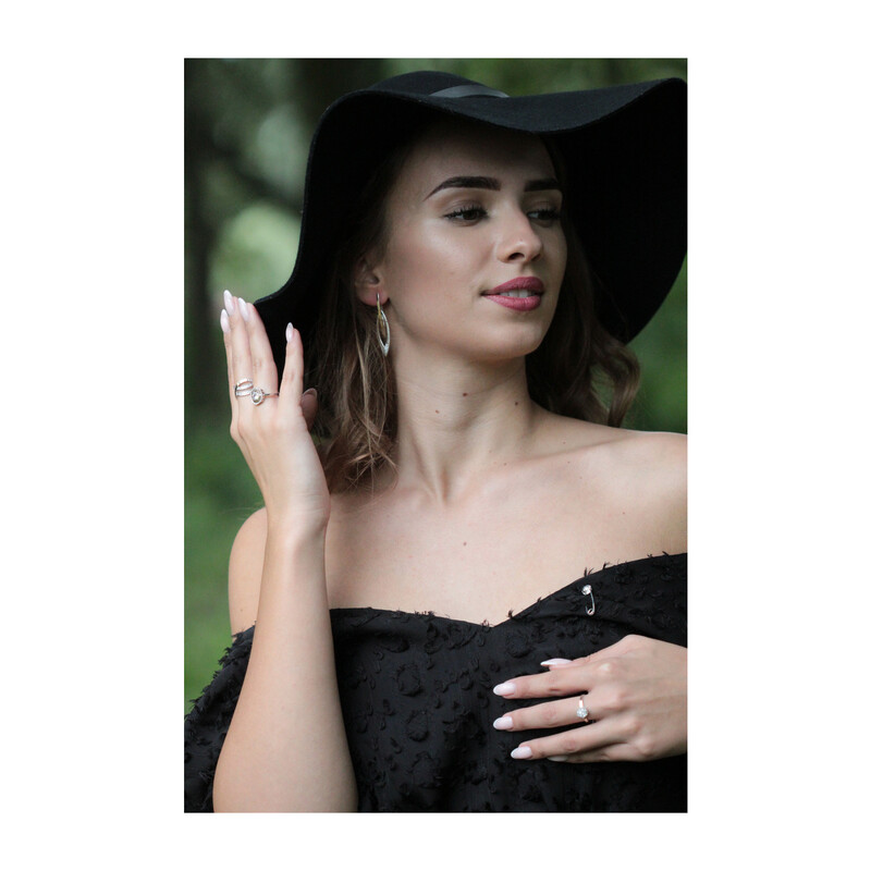 Broszka srebrna ze złotą kulką i cyrkoniami DC 504_AU375 blaszka rose