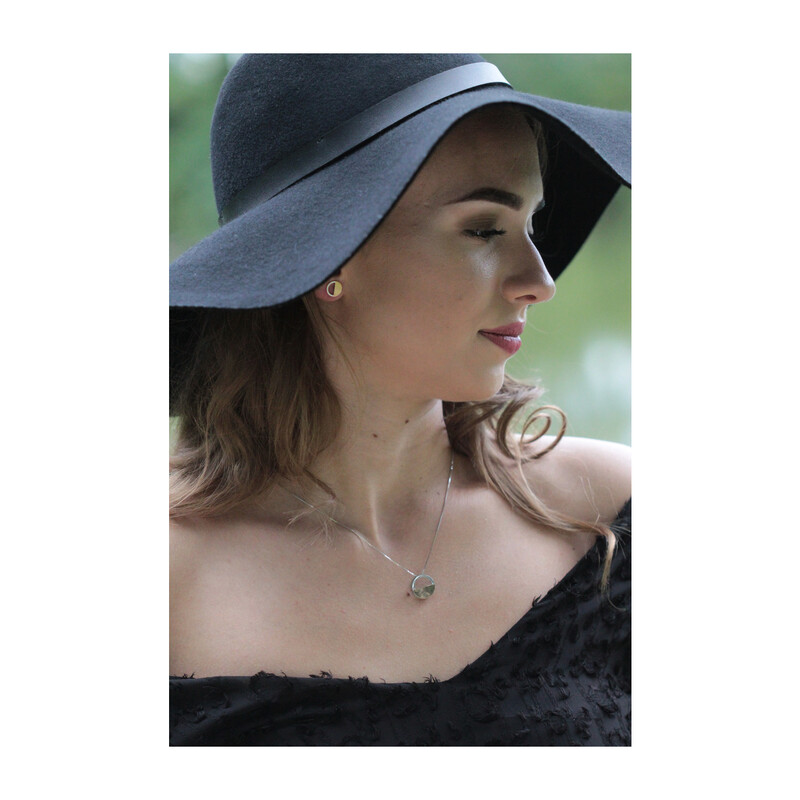 Kolczyki srebrne z złotą blaszką w kształcie koła 3D nr  DC 661_AU375 blaszka rose