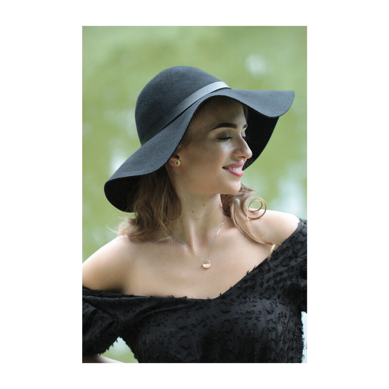 Zawieszka srebrna z złotą blaszką w kształcie koła 3D nr DC 661_AU375