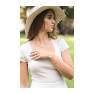 Bransoleta z białymi perłami i grawerowanymi kulkami AR KR(6-4)BCB0084-DC-PRL próba 585