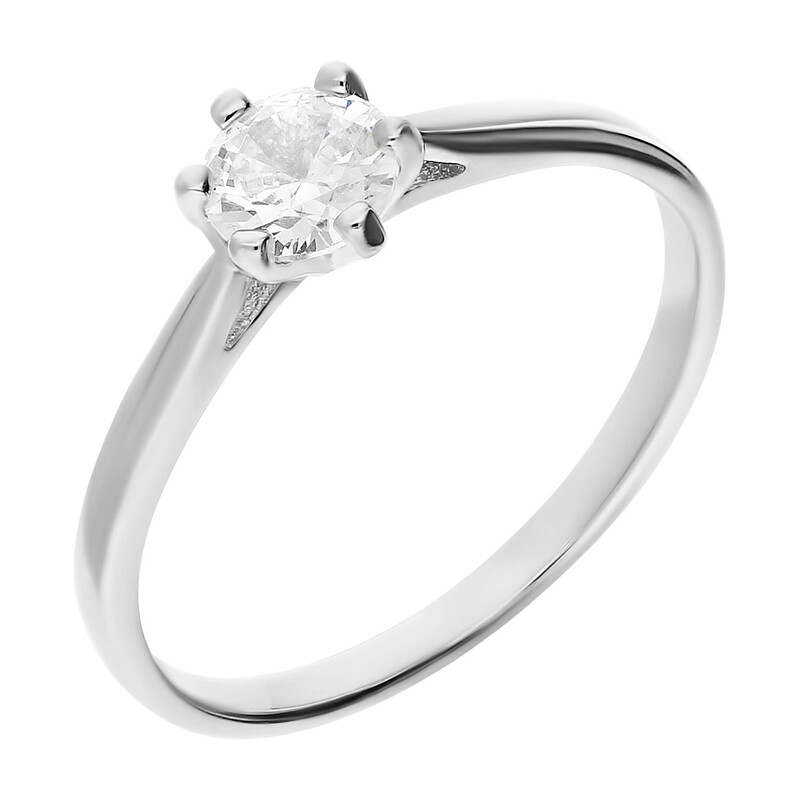 Pierścionek srebrny z cyrkonią w sześciu łapkach HS561 próba 925