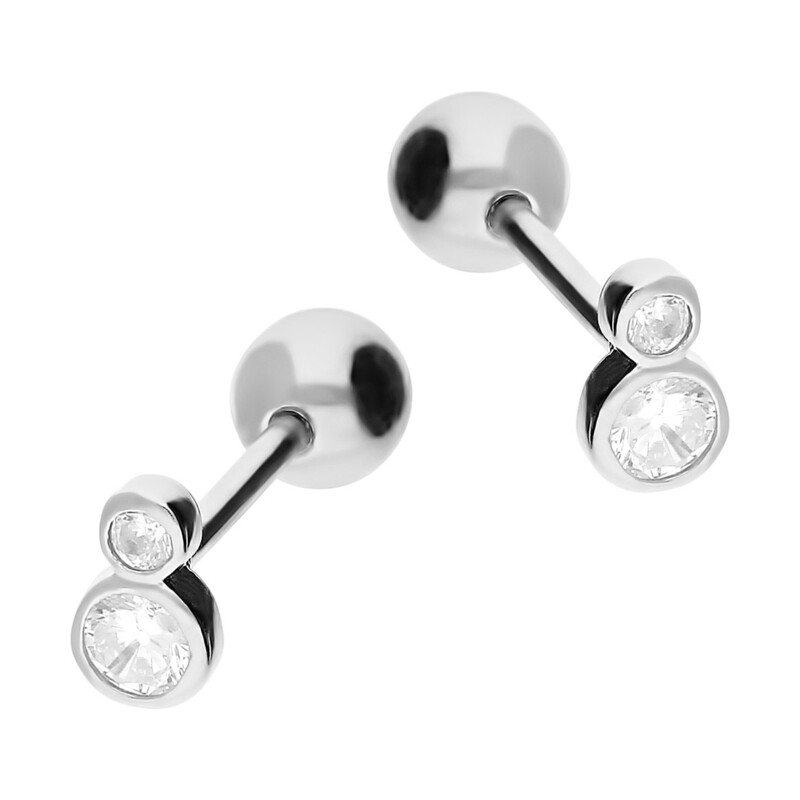 Kolczyki srebrne diorki kulki z cyrkoniami 3 mm/sztyft  HS1252 próba 925
