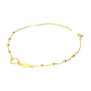 Bransoleta pozłacana kółko,serce i gładkie kulki/anker HS1249 GOLD próba 925