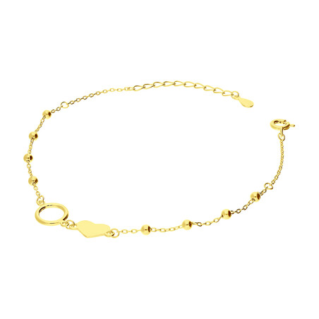 Bransoleta pozłacana kółko,serce i gładkie kulki/anker HS1249 GOLD próba 925