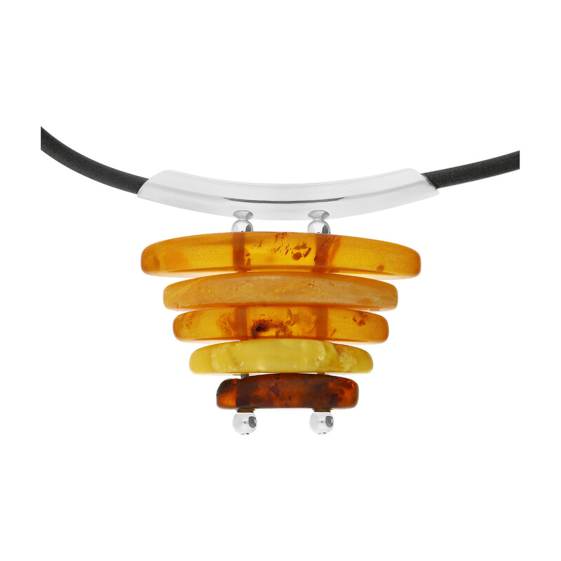 Naszyjnik z bursztynem na kauczuku M2 1BUR próba 925