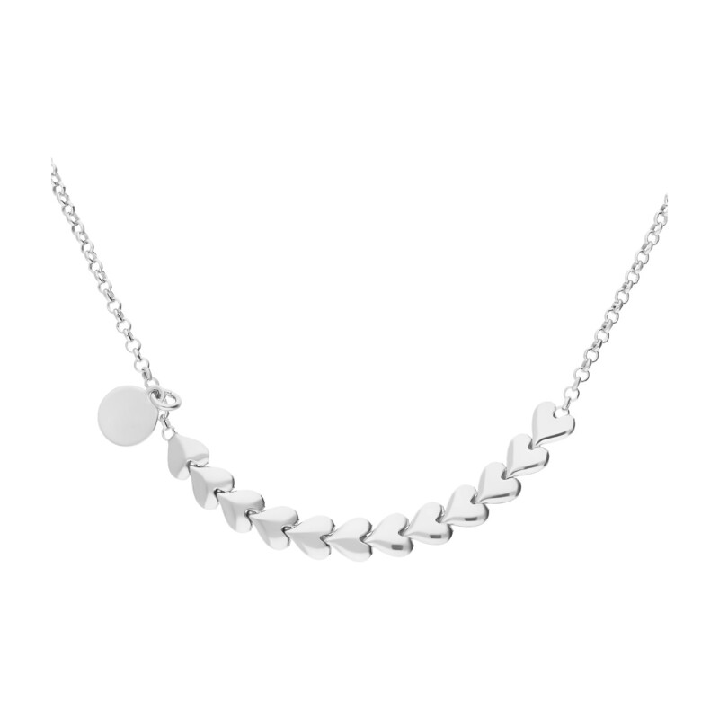 Naszyjnik srebrny z sercami w rzędzie i kółkiem/rolo  NI GIA11891 próba 925