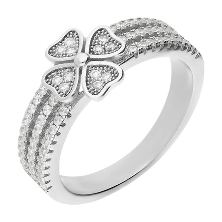 Pierścionek srebrny koniczyna z cyrkoniami OA J2099 próba 925