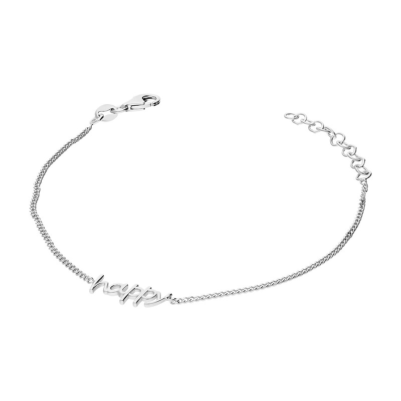 Bransoleta srebrna napis HAPPY/pancer PW372 próba 925