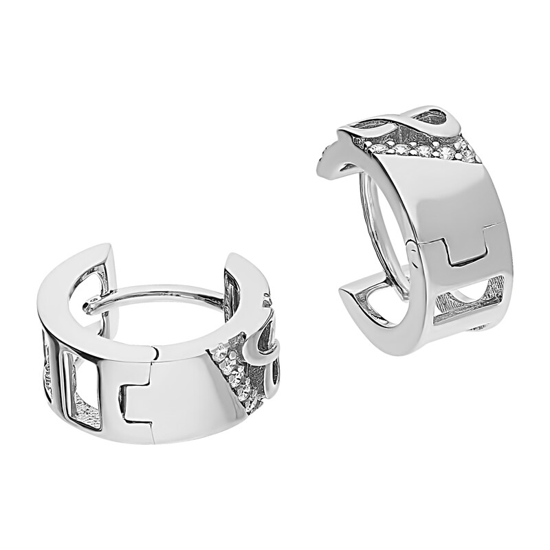 Kolczyki dziecięce blaszki kółka z cyrkoniami i znakiem inifinity OL OKP509 próba 925